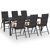 vidaXL 7 pcs conjunto de jantar para jardim preto e castanho