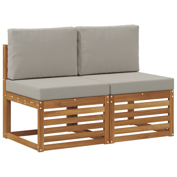 vidaXL 2 Pe&ccedil;a Sof&aacute; M&eacute;dio Externo Madeira S&oacute;lida de Ac&aacute;cia Natural