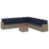vidaXL Conjunto de sof&aacute; de jardim com 10 pe&ccedil;as e almofadas em rattan sint&eacute;tico cinza