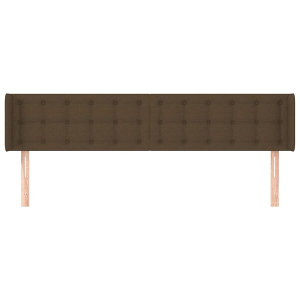 vidaXL Cabeceira de cama c/ abas tecido 183x16x78/88cm castanho-escuro