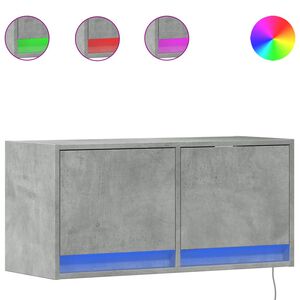 vidaXL M&oacute;vel de parede p/ TV c/ luzes LED 80x31x35 cm cinzento cimento