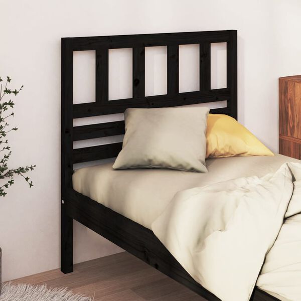 vidaXL Cabeceira de cama 96x4x100 cm pinho maci&ccedil;o preto