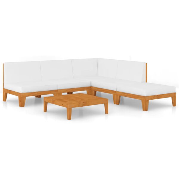 vidaXL 6 pcs conjunto lounge de jardim c/ almofad&otilde;es ac&aacute;cia maci&ccedil;a