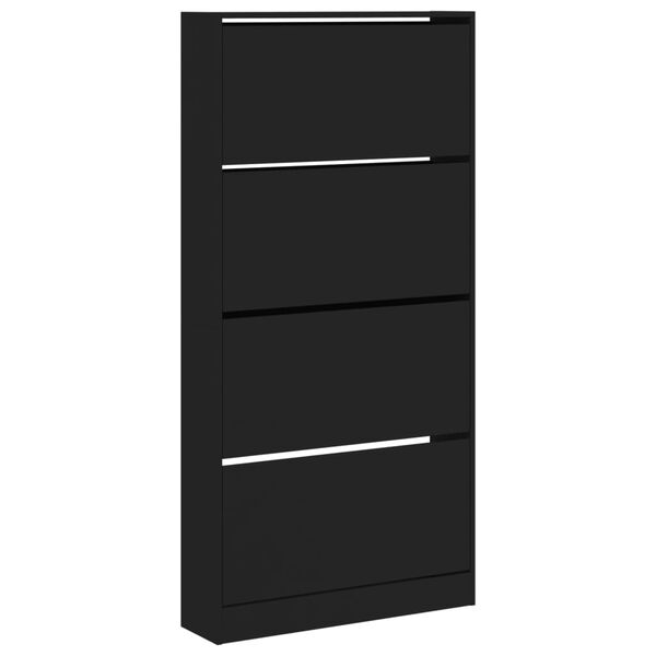 vidaXL Sapateira com 4 gavetas articuladas 80x21x163,5 cm preto