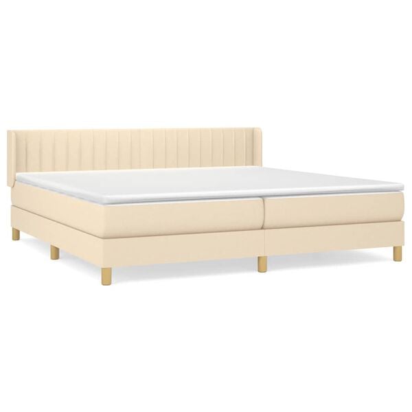 vidaXL Cama com molas/colch&atilde;o 200x200 cm tecido cor creme