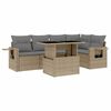 vidaXL 6 pcs conjunto de sof&aacute;s p/ jardim com almofad&otilde;es vime PE bege
