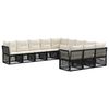 vidaXL Conjunto de Sof&aacute; de Jardim 11 unid. 11 lugar Preto vime PE