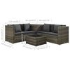 vidaXL 4 pcs conjunto lounge de jardim c/ almofadões vime PE cinzento