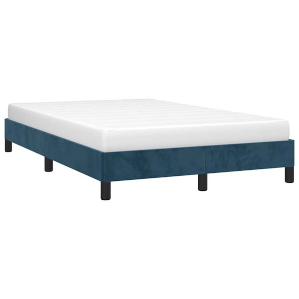 vidaXL Estrutura de cama sem colch&atilde;o azul escuro 120x190 cm Veludo
