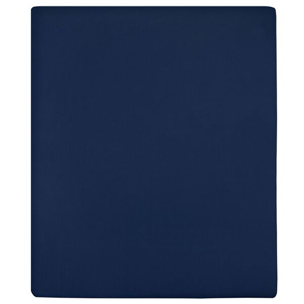 vidaXL Len&ccedil;&oacute;is ajust&aacute;veis 2 pcs 140x200 cm algod&atilde;o jersey azul marinho