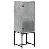 vidaXL Arm&aacute;rio de apoio c/ porta de vidro 35x37x100 cm cinza cimento