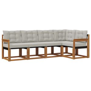vidaXL Conjunto de Sof&aacute;s para Exterior 5 pcs Cinza Natural e Claro