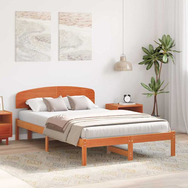 vidaXL Estrutura da Cama com cabeceira Marrom Cera 120 x 200 cm
