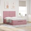 vidaXL Estrutura de cama otomana com colch&otilde;es 140x200 cm veludo rosa