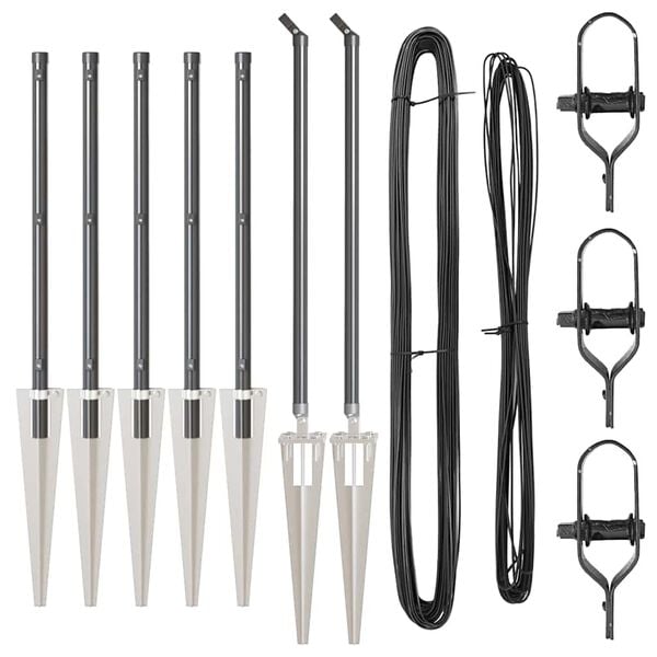 vidaXL Poste de Cerca 7 pcs Cinzeto A&ccedil;o