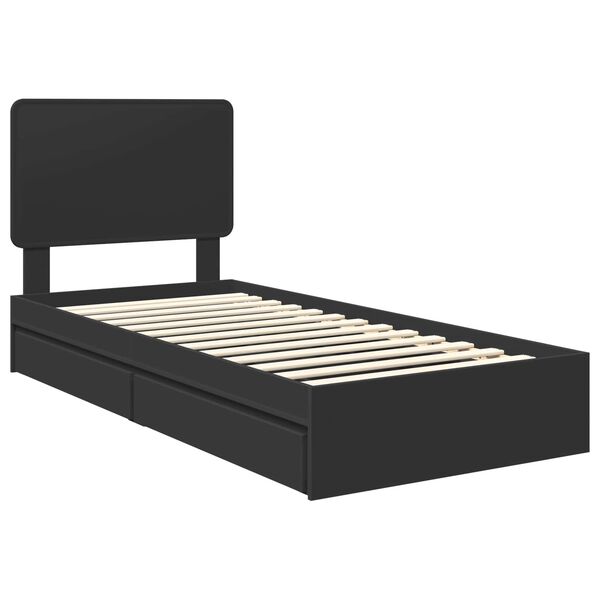 vidaXL Cama com Armazenamento Preto 75 x 190 cm Madeira processada