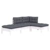 vidaXL 4 pcs conjunto lounge de jardim c/ almofad&otilde;es pinho maci&ccedil;o