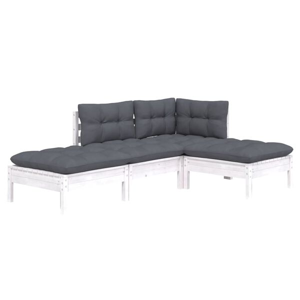 vidaXL 4 pcs conjunto lounge de jardim c/ almofad&otilde;es pinho maci&ccedil;o