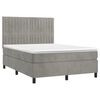 vidaXL Cama box spring c/ colch&atilde;o/LED 140x200 cm veludo cinzento-claro