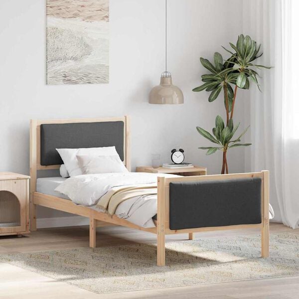 vidaXL Estrutura da Cama com cabeceira Cinza Escuro 75 x 190 cm tecido