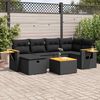 vidaXL 7 pcs conjunto de sof&aacute;s p/ jardim c/ almofad&otilde;es vime PE preto