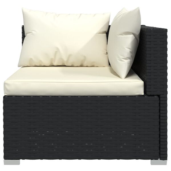 vidaXL 4 pcs conjunto lounge de jardim c/ almofad&otilde;es vime PE preto