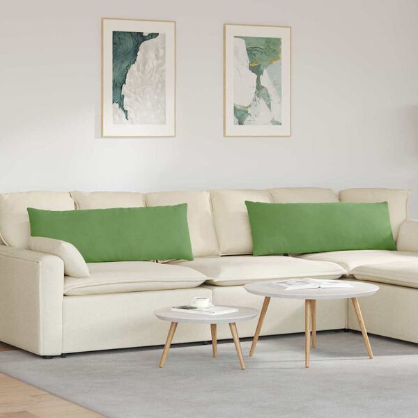 vidaXL Travesseiros de Sof&aacute; 2 pcs Verde claro 120 x 40 cm