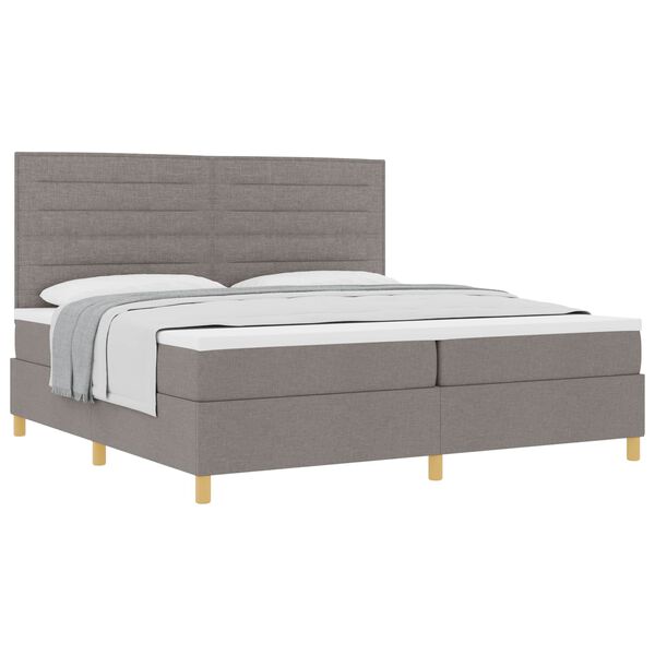 vidaXL Cama Box com colch&atilde;o Cinzento-acastanhado 200 x 200 cm tecido