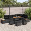 vidaXL Conjunto de Sof&aacute; de Jardim 10 pcs Preto vime PE