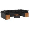 vidaXL 11 pcs conjunto sof&aacute;s de jardim c/ almofad&otilde;es vime PE preto
