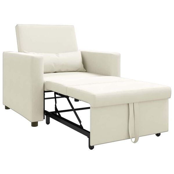vidaXL Sof&aacute;-camas retr&aacute;til individual Creme 90 x 165 x 87 cm Veludo
