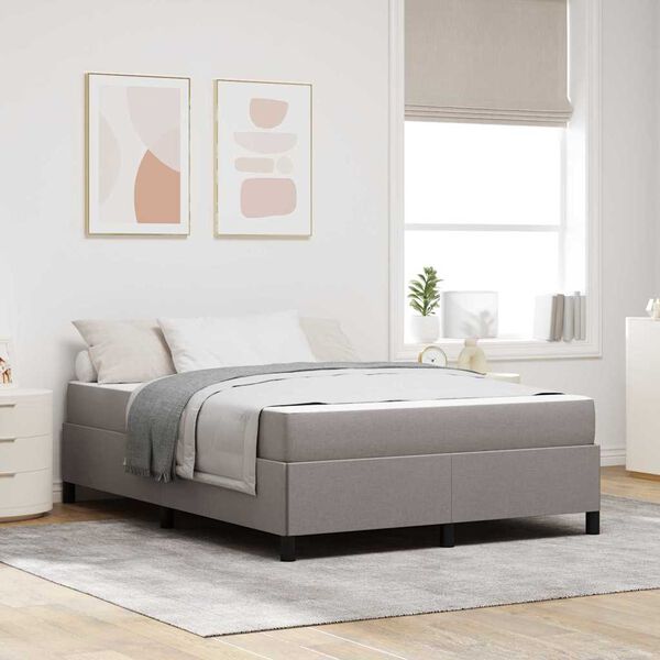 vidaXL Cama Box Cinzento-acastanhado 140 x 200 cm tecido