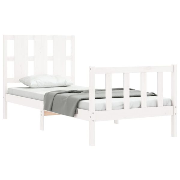 vidaXL Cama sem colch&atilde;o 90x200 cm madeira de pinho maci&ccedil;a branco