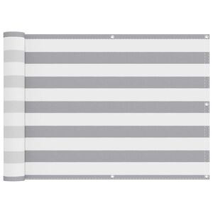 vidaXL Tela de Varanda Cinza Claro e Branco 75 x 700 cm