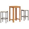 vidaXL 3 pcs conjunto de bar p/ jardim ac&aacute;cia maci&ccedil;a/vime PE castanho
