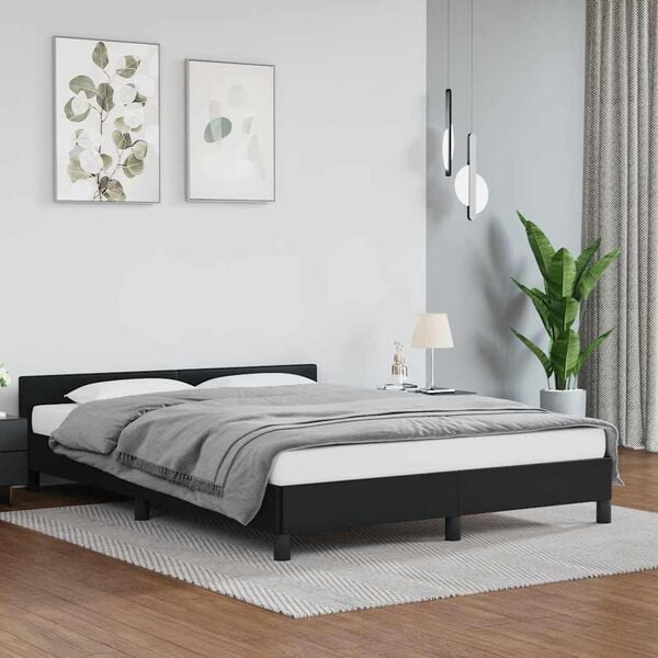 vidaXL Estrutura cama c/ cabeceira sem colch&atilde;o 140x190 cm preto