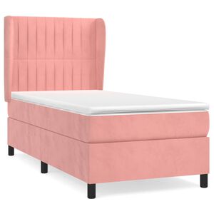 vidaXL Cama com molas/colch&atilde;o 80x200 cm veludo rosa