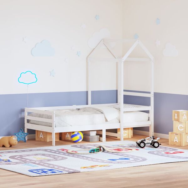 vidaXL Telhado de cama infantil 118x70x176,5 cm pinho maci&ccedil;o branco
