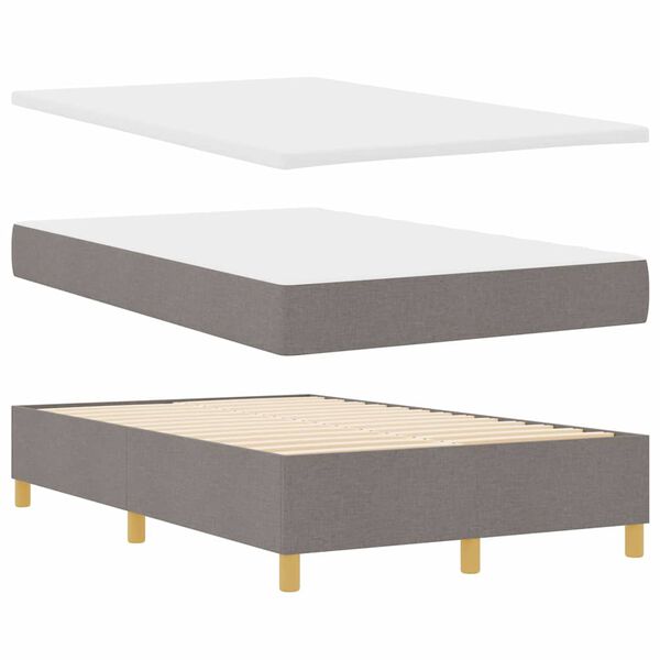 vidaXL Cama Box com colch&atilde;o Cinzento-acastanhado 120 x 200 cm tecido
