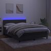 vidaXL Cama box spring c/ colch&atilde;o/LED 140x200cm veludo cinzento-escuro