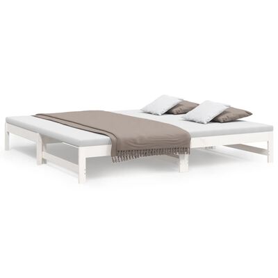 vidaXL Sofá-cama de puxar 2x(100x200) cm madeira pinho maciça branco