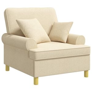 vidaXL Poltrona XL com almofadas Creme Tecido