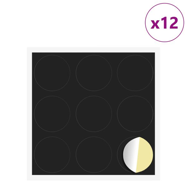 vidaXL Capa de Parafuso Autoadesiva 12 pcs Preto &Oslash; 20 x 0,5 mm