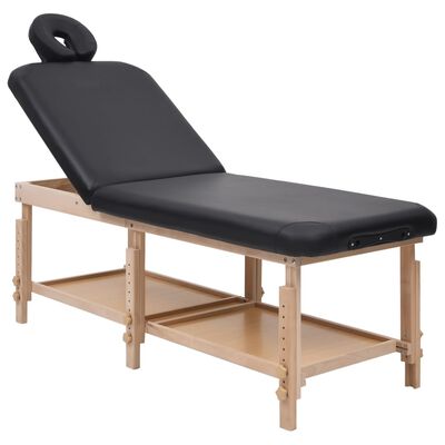 vidaXL Mesa de massagens com 2 zonas couro artificial preto