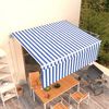 vidaXL Toldo retr&aacute;til autom&aacute;tico com estore 4x3 m azul e branco