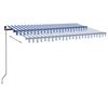 vidaXL Toldo retrátil manual com LED 400x300 cm azul e branco