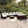 vidaXL 11 pcs conjunto lounge jardim c/ almofad&otilde;es vime PE castanho