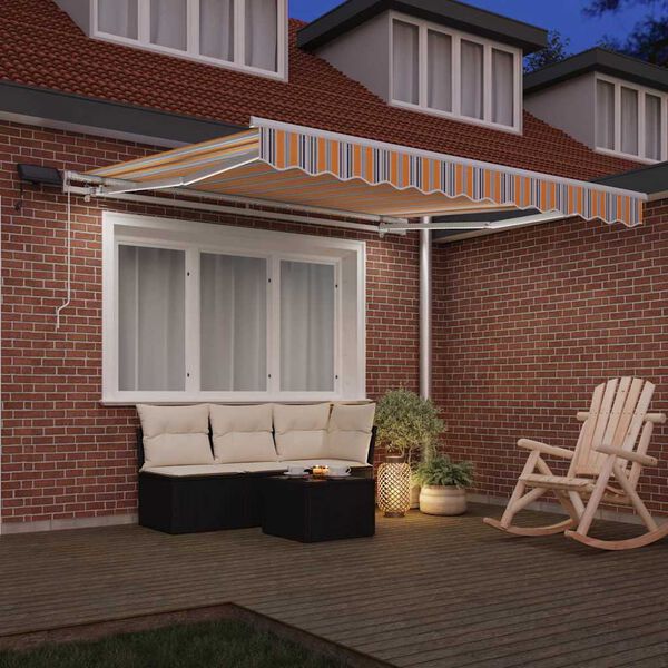 vidaXL Toldo Retr&aacute;til Manual Multicolor 300 x 250 cm Tecido e A&ccedil;o
