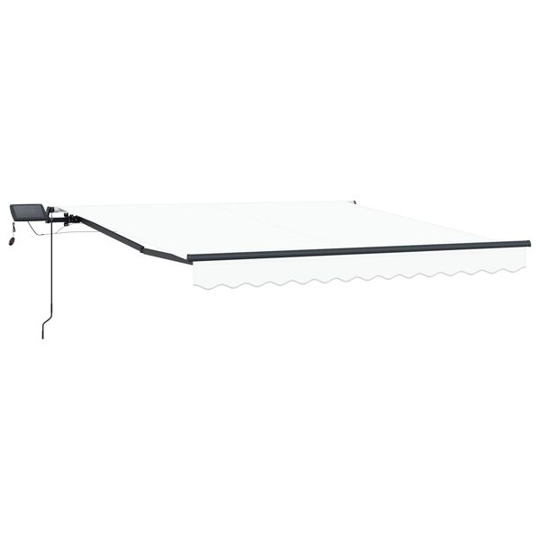vidaXL Toldo Retr&aacute;til com luzes de tira LED Branco 300 x 250 cm tecido