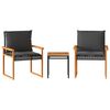 vidaXL Conjunto de bistr&ocirc; com almofad&otilde;es 3 pcs vime PE e ac&aacute;cia preto